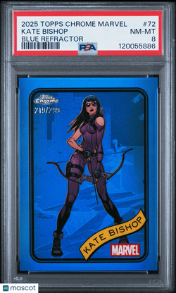 2025 Topps Chrome Marvel Kate Bishop Blue Refractor 219/299 72 PSA 8Graded Non - Sports Cards