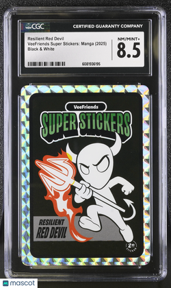 2025 Veefriends Super Stickers: Manga Resilient Red Devil Black & White CGC 8.5