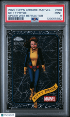 2025 Topps Chrome Marvel Kitty Pryde Spider Web Refractor 012/399 188 PSA 9Graded Non - Sports Cards