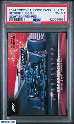 2024 Topps Paddock Pass Formula 1 Nightscapes George Russell #NS5 Red /50 PSA 8