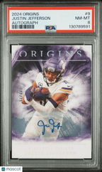 2024 Panini Origins Football Justin Jefferson 9 Autograph 22/25 PSA 8Graded Sports Cards
