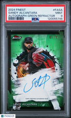 2024 Topps Finest Sandy Alcantara FA - SA Green Refractor Auto 07/75 PSA 9Graded Sports Cards