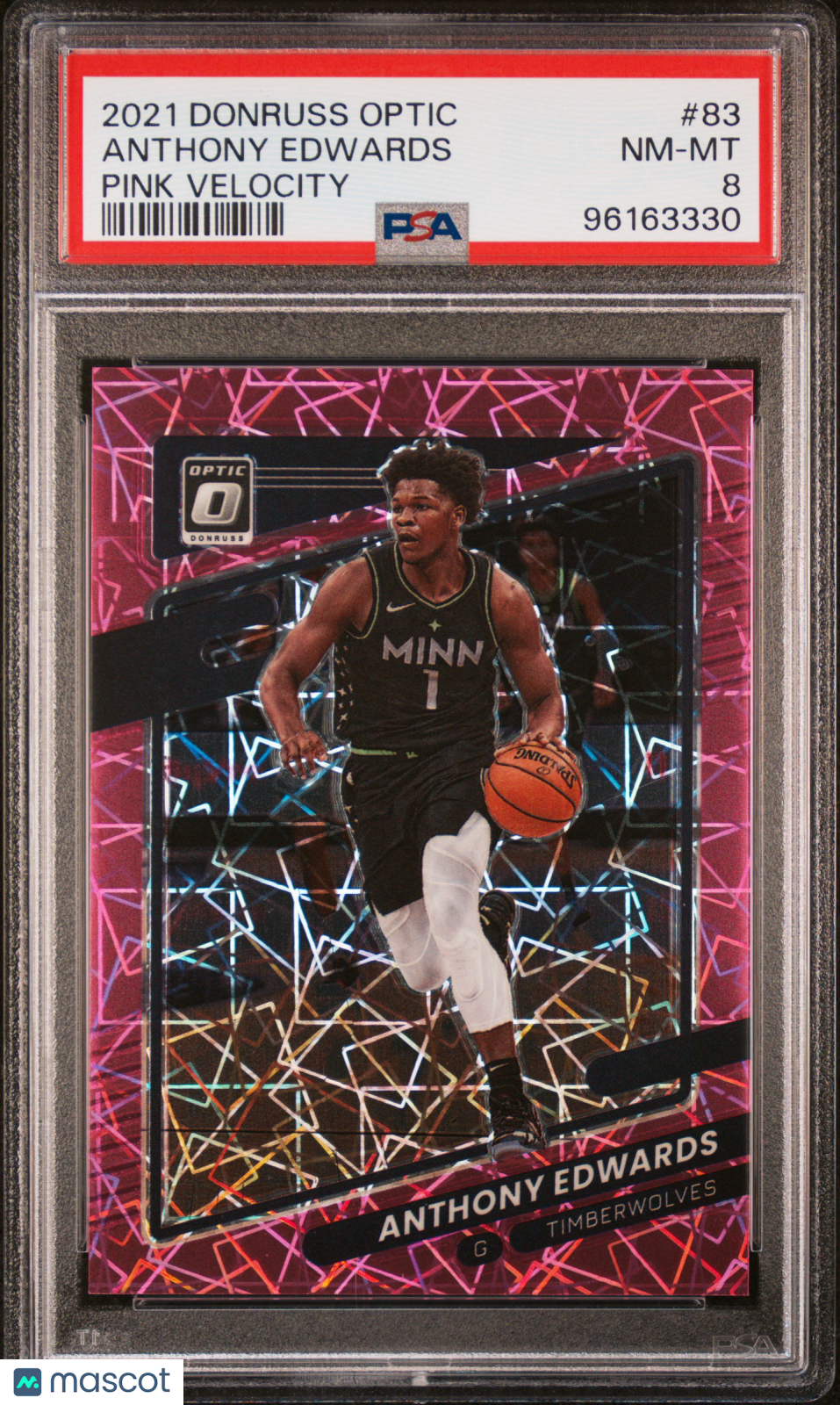 2021-22 Panini Donruss Optic Anthony Edwards #83 Pink Velocity 38/79 PSA 8 JC