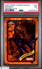 2025 Topps Chrome Marvel Magneto 23/25 Orange Lava Refractor 169 PSA 7Graded Non - Sports Cards