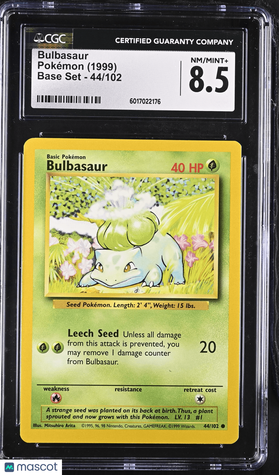 1999 Pokémon Bulbasaur 44/102 CGC 8.5Graded TCG/CCG