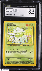 1999 Pokémon Bulbasaur 44/102 CGC 8.5Graded TCG/CCG