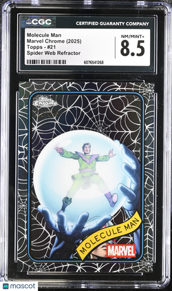 2025 Topps Marvel Chrome Molecule Man 122/399 Spider-Web Refractor #21 CGC 8.5