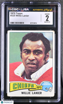 1975 Topps Football Willie Lanier #325 Hand Signed Auto CGC 2 Auto 10