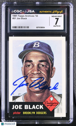 1991 Topps Archives '53 Baseball Joe Black #81 Hand Signed Auto CGC 7 Auto 9