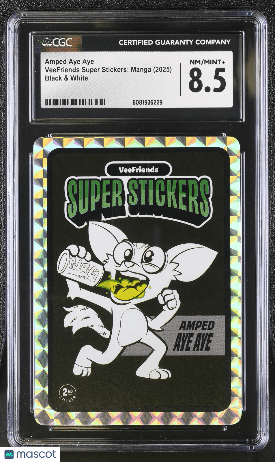 2025 Veefriends Super Stickers: Manga Amped Aye Aye Black & White CGC 8.5Graded Non - Sports Cards