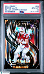 2024 Panini Select Drake Maye 113 Black & Orange Shock Prizm RC Rookie PSA 10Graded Sports Cards
