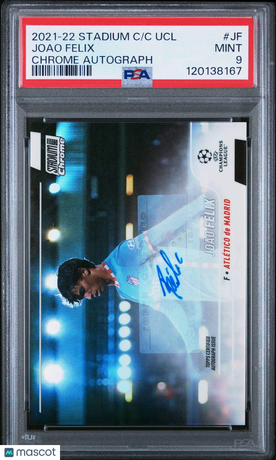 2021 - 22 Topps Stadium Club UEFA Joao Felix CA - JF Chrome Auto Refractor PSA 9Graded Sports Cards
