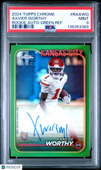 2024 Topps Chrome RC Rookie Auto Xavier Worthy RA - XWO Green Refractor /99 PSA 9Graded Sports Cards