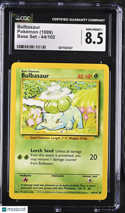 1999 Pokémon Bulbasaur #44/102 CGC 8.5