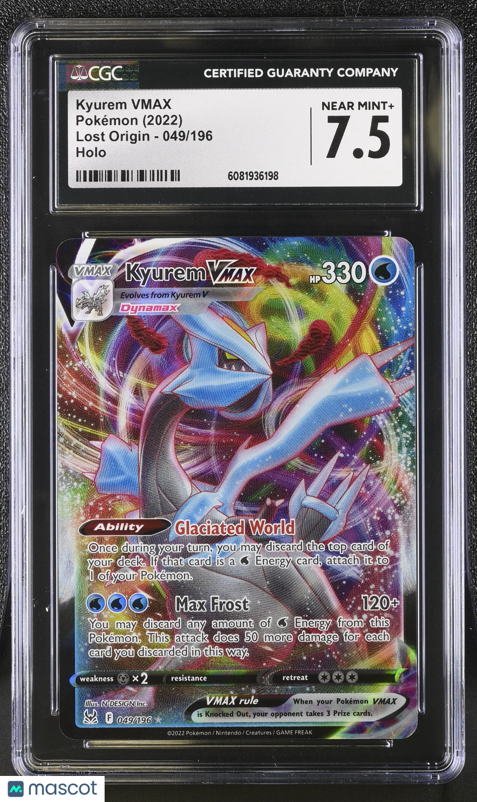 2022 Pokemon Kyurem VMAX 049/196 CGC 7.5Graded TCG/CCG