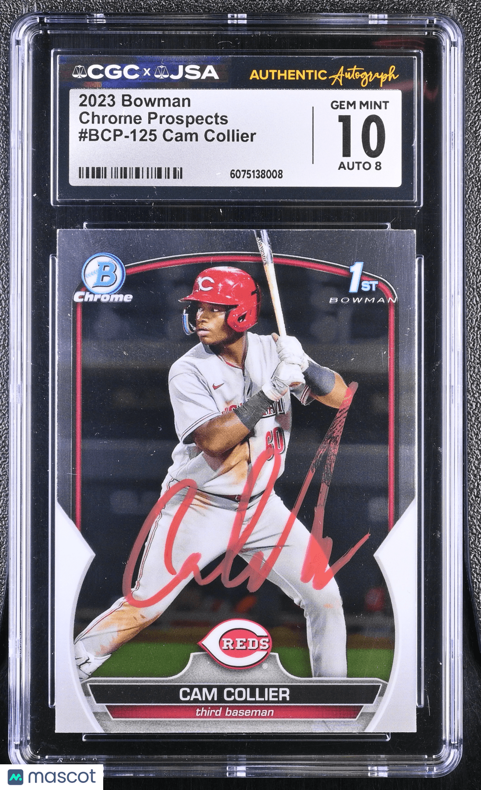 2023 Bowman Cam Collier BCP - 125 Hand Signed Auto 1st Bowman CGC 10 Auto 8Graded Sports Cards
