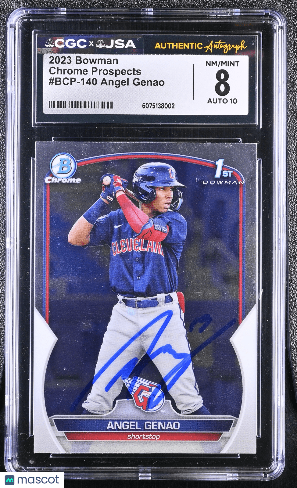 2023 Bowman Chrome Angel Genao BCP - 140 Hand Signed Auto CGC 8 Auto 10Graded Sports Cards Main image