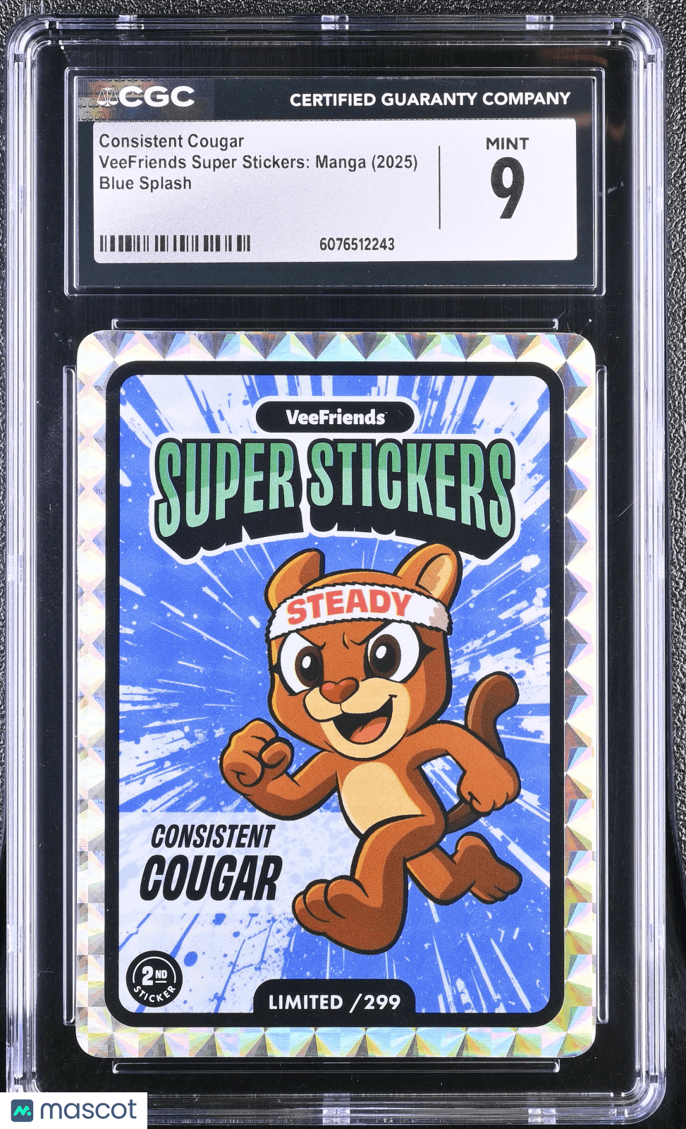 2025 Veefriends Super Stickers: Manga Consistent Cougar Blue Splash /299 CGC 9Graded Sports Cards