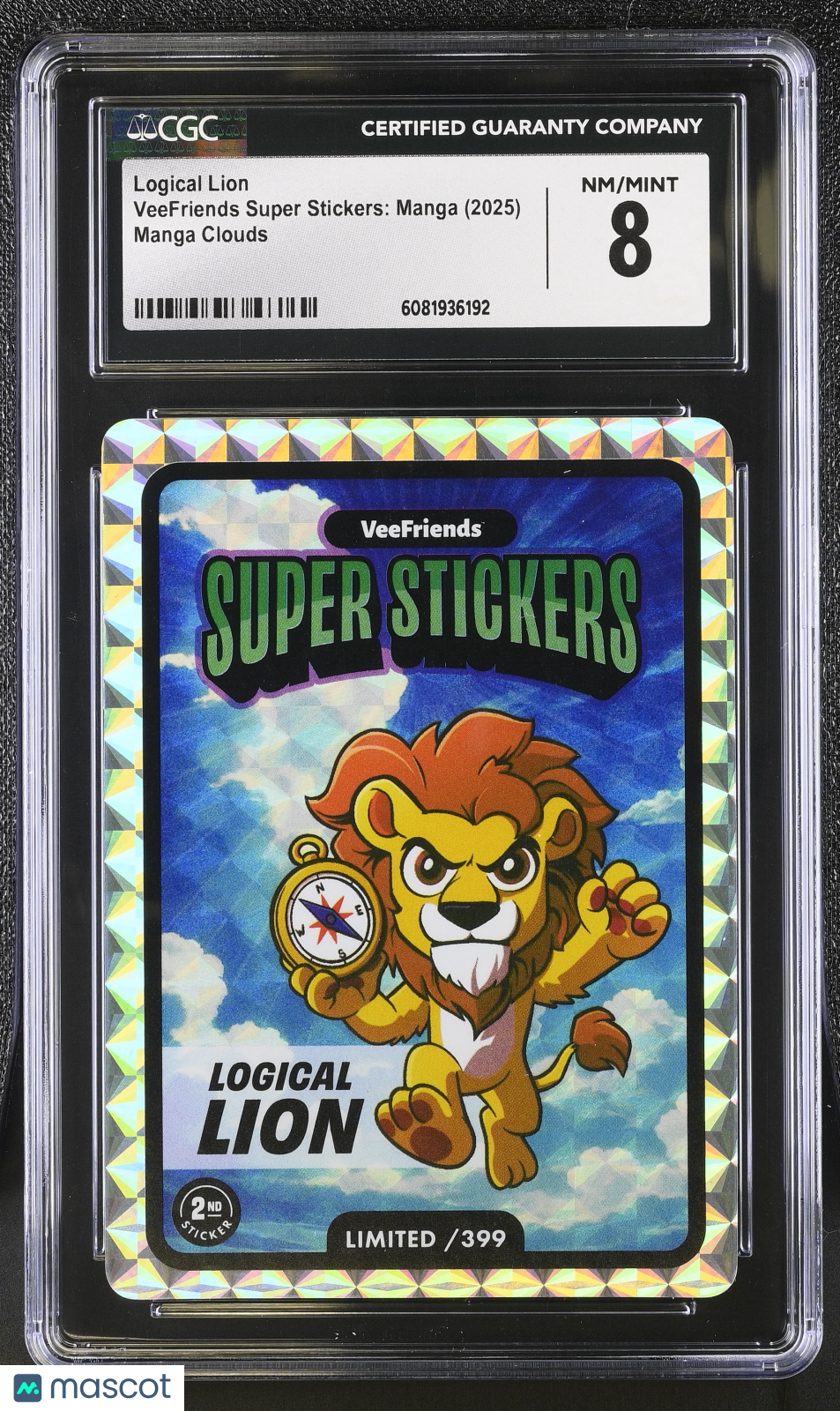 2025 Veefriends Super Stickers: Manga Logical Lion Manga Clouds /399 CGC 8Graded Non - Sports Cards