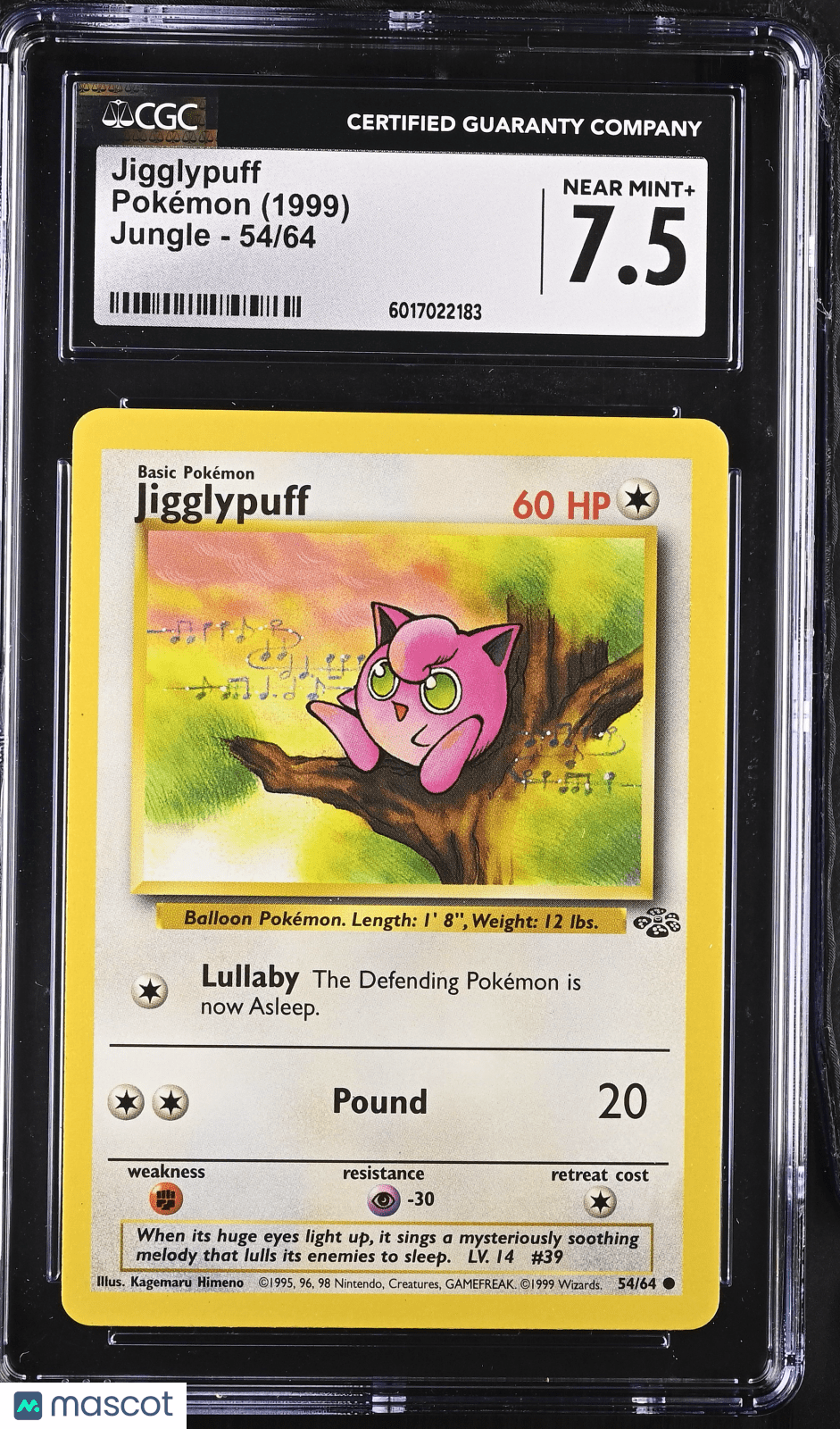 1999 Pokemon Jigglypuff 54/64 54/64 CGC 7.5Graded TCG/CCG
