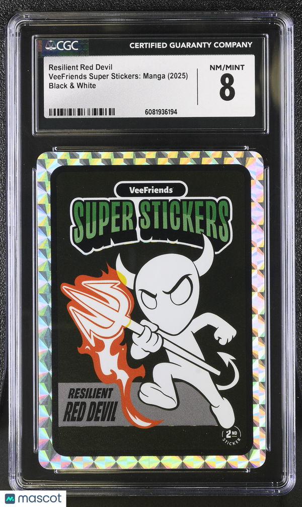 2025 Veefriends Super Stickers: Manga Resilient Red Devil Black & White CGC 8