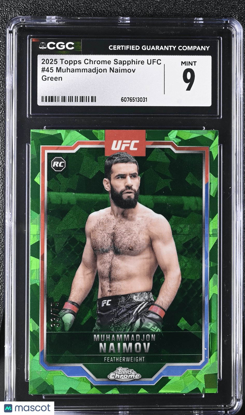 2025 Topps Chrome Sapphire UFC Muhammadjon Naimov 45 Green 33/75 CGC 9Graded Sports Cards