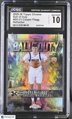 2025 - 26 Topps Chrome Cooper Flagg BD - 21 Refractor Ball of Duty CGC 10Graded Sports Cards