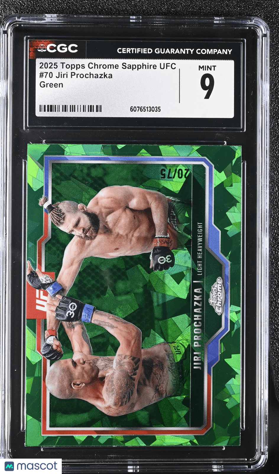 2025 Topps Chrome Sapphire UFC Jiri Prochazka 70 Green 20/75 CGC 9Graded Sports Cards