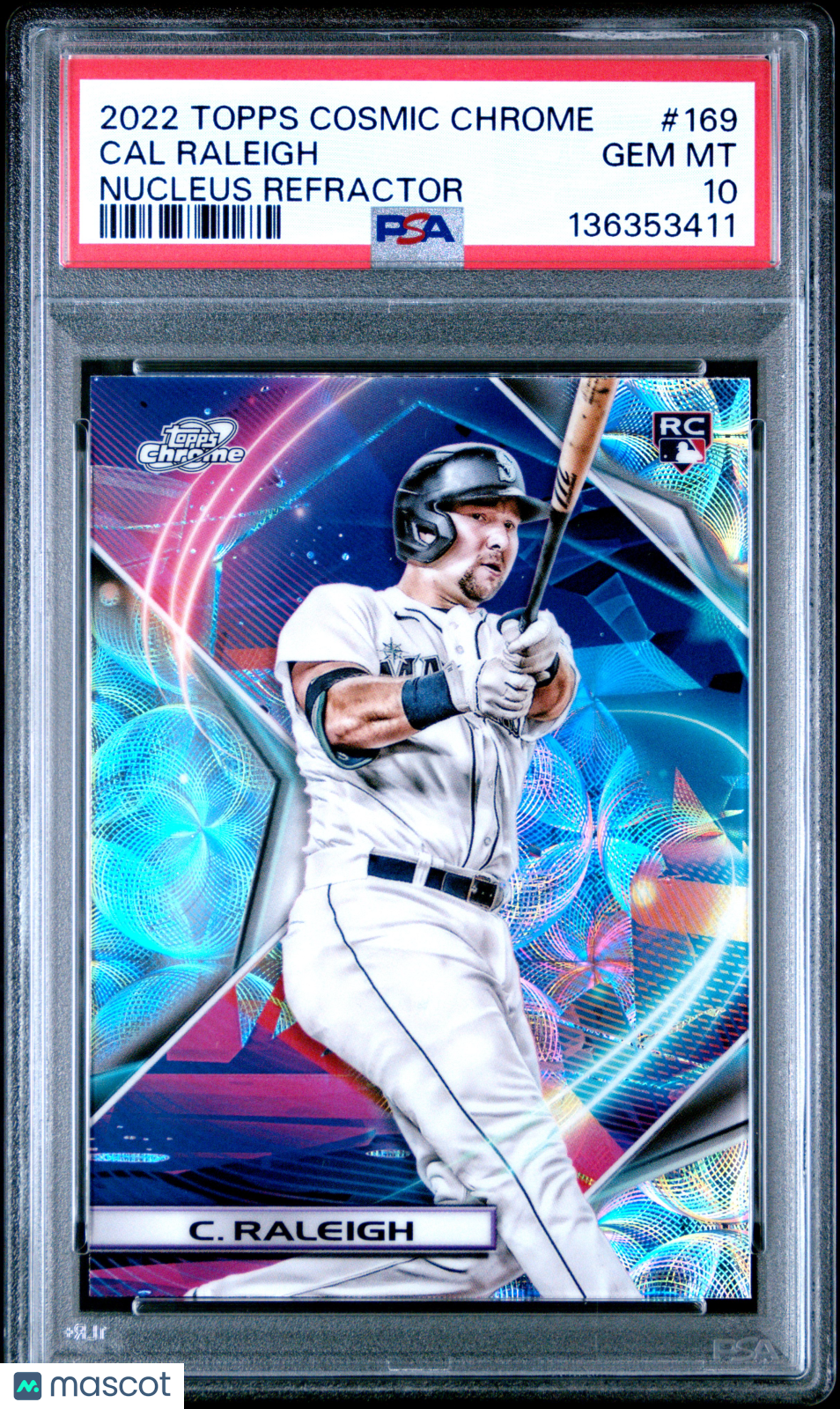 2022 Topps Cosmic Chrome Cal Raleigh 169 Nucleus Refractor RC Rookie PSA 10Graded Sports Cards Main image