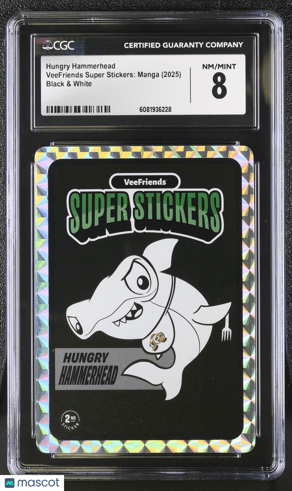 2025 Veefriends Super Stickers: Manga Hungry Hammerhead Black & White CGC 8Graded Non - Sports Cards