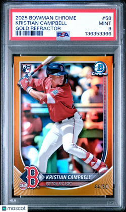 2025 Bowman Chrome Kristian Campbell #58 Gold Refractor 44/50 RC Rookie PSA 9