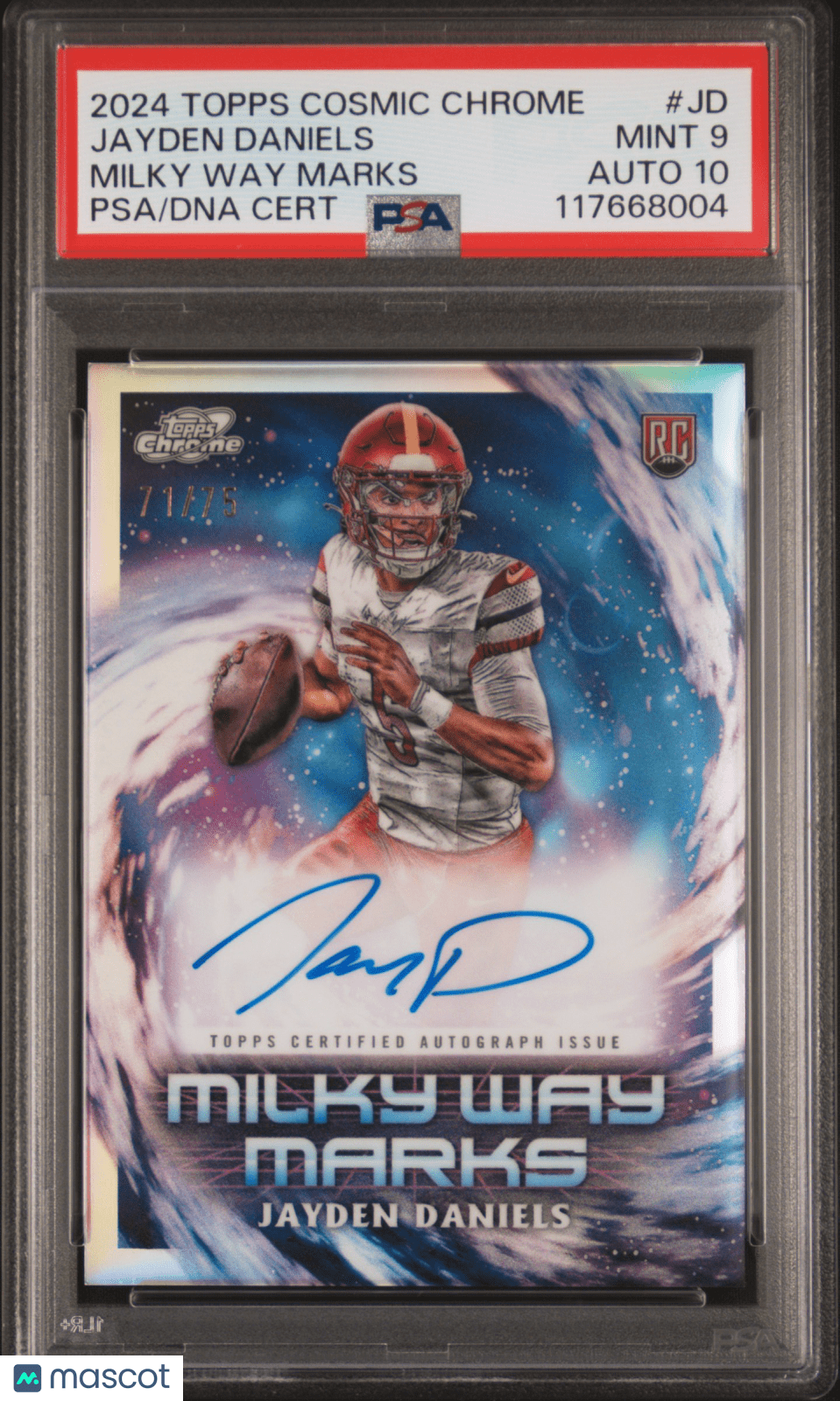 2024 Topps Cosmic Chrome Jayden Daniels Rookie Milky Way Marks Auto 71/75 PSA 9Graded Sports Cards Main image