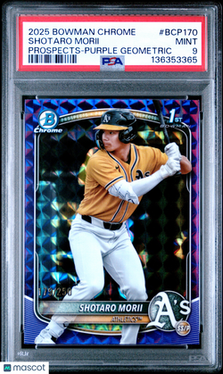 2025 Bowman Chrome Shotaro Morii BCP - 170 Purple Geometric 1st Bowman /250 PSA 9Graded Sports Cards