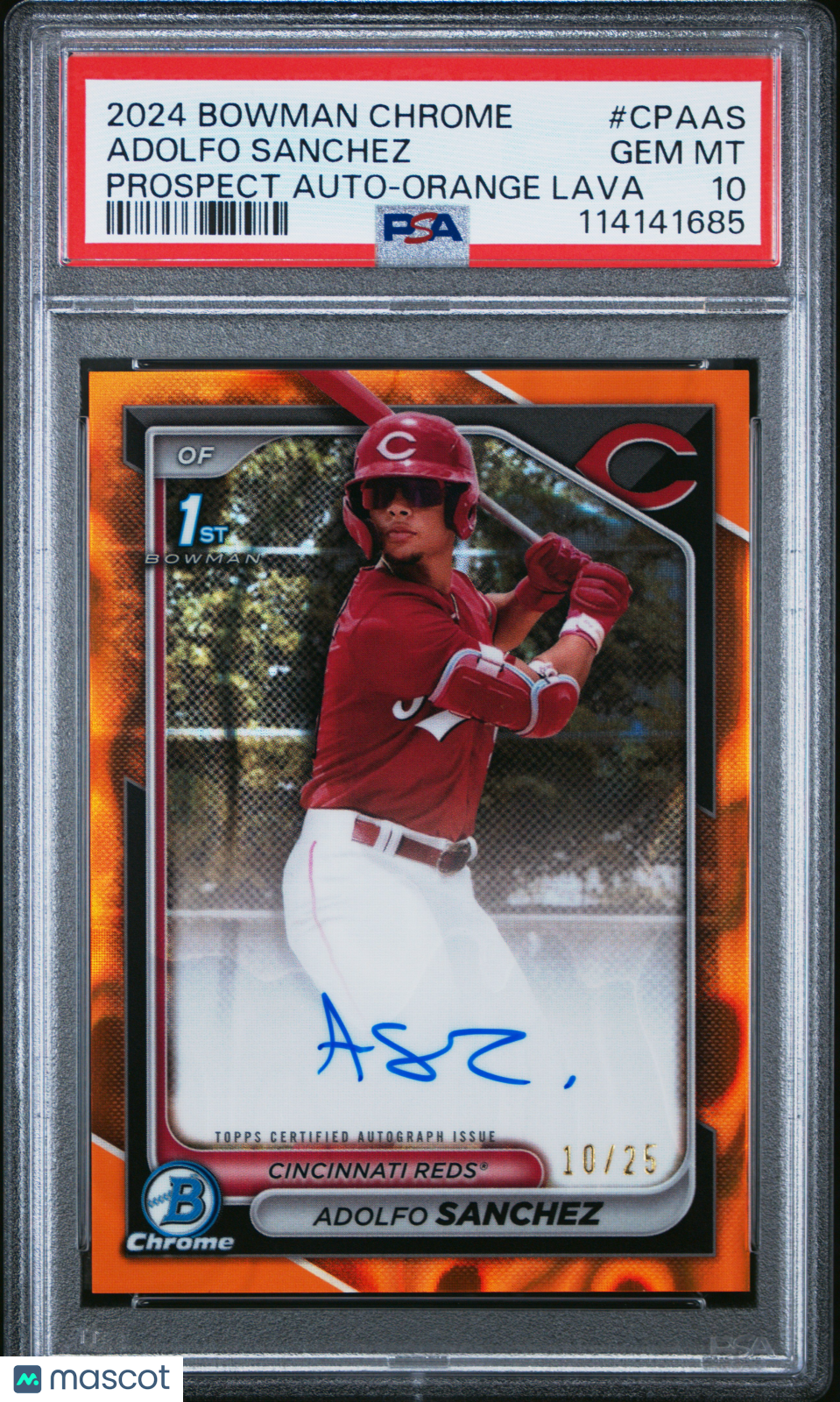 2024 Bowman Chrome 1st Bowman Auto Adolfo Sanchez CPA - AS Orange Lava /25 PSA 10Graded Sports Cards