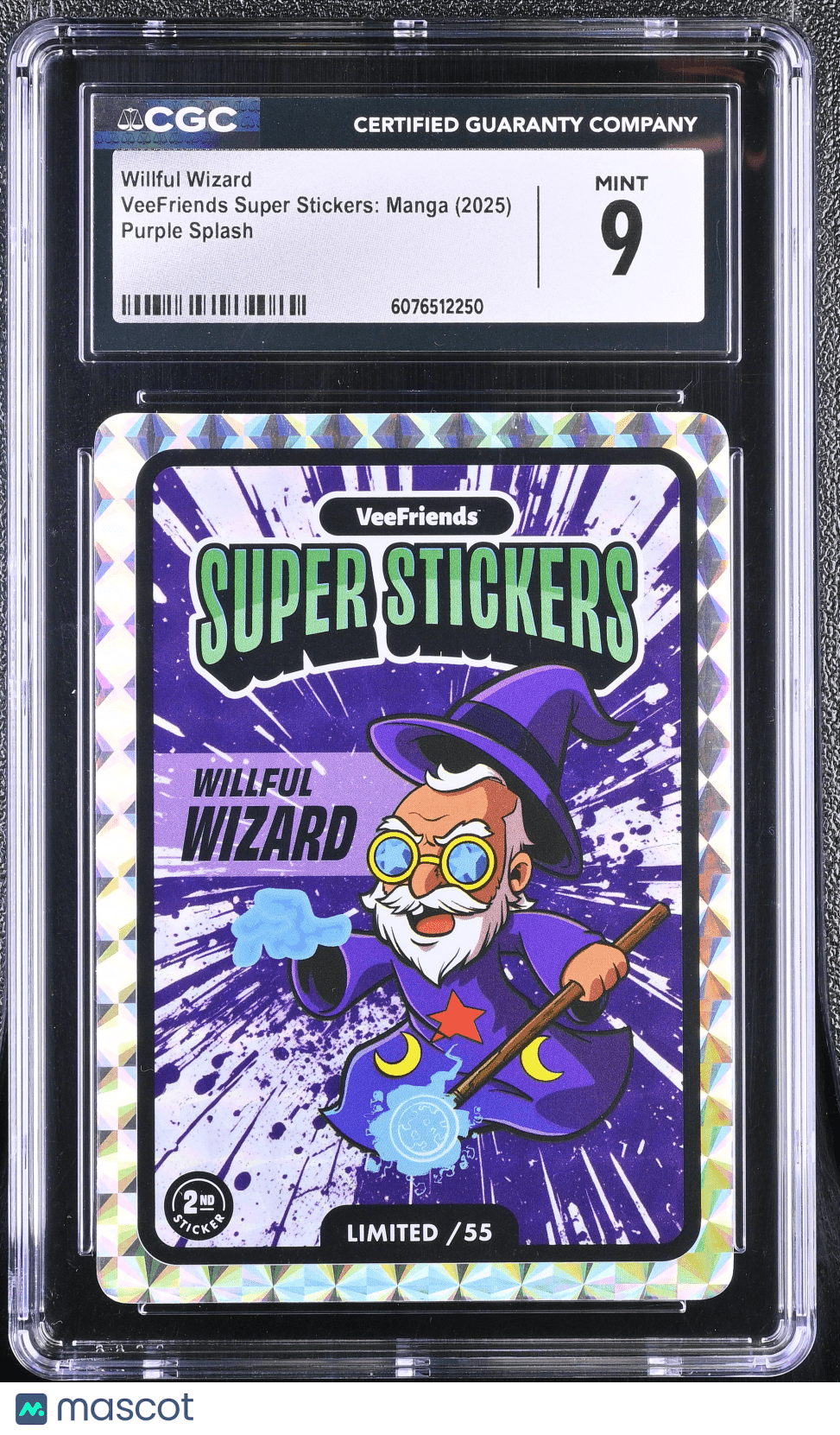 2025 Veefriends Super Stickers: Manga Willful Wizard Purple Splash /55 CGC 9Non - Sports Cards