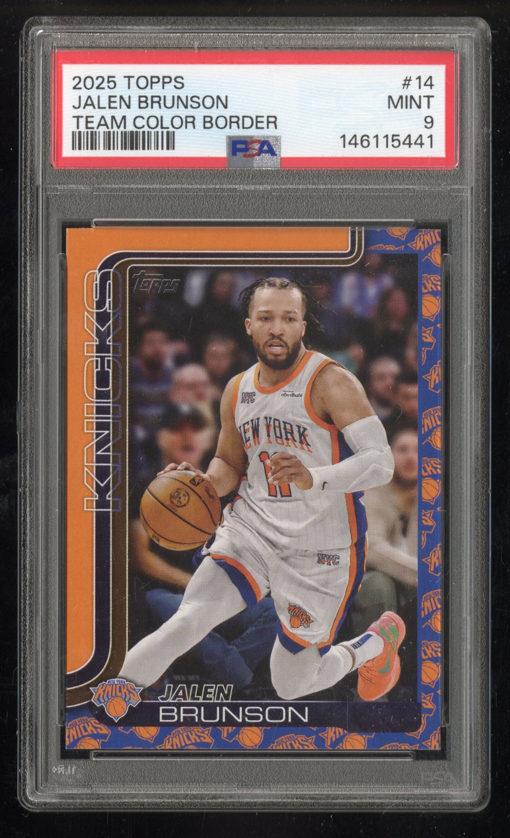 2025-26 Topps Flagship Jalen Brunson #14 Team Color Border SP PSA 9 Main image
